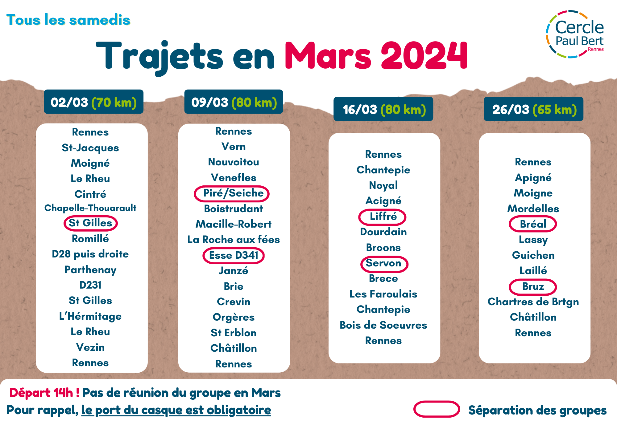 circuits mars samedis